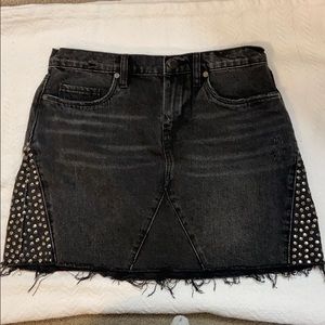 Black Denim Studded Skirt